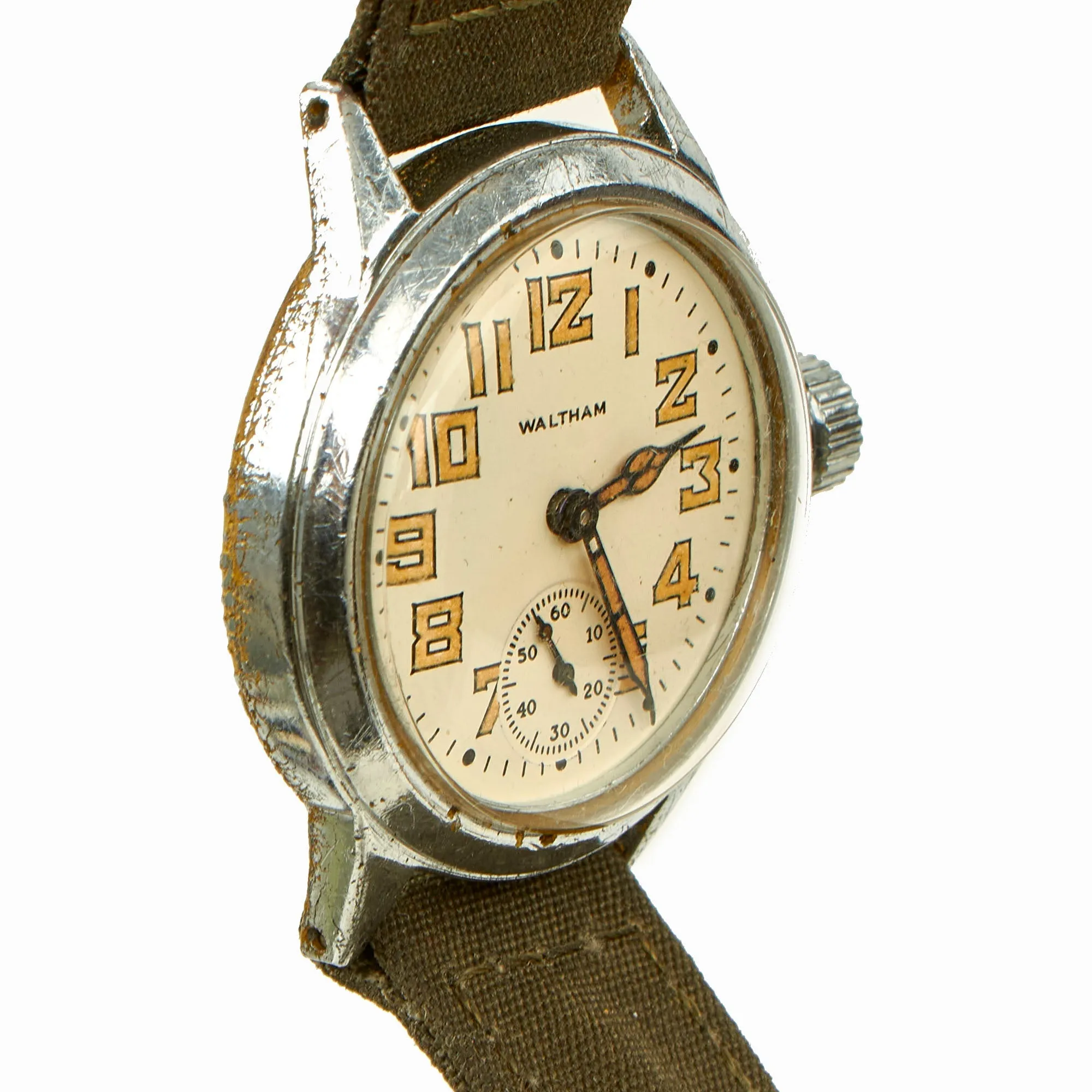 Original U.S. WWII Fully Functional US Army Ordnance Department 17-Jewel Wrist Watch by Waltham - Laundry Number Marked