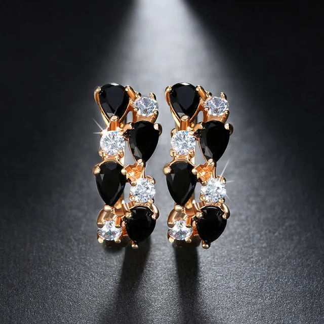 ORSA JEWELS Luxury 4 Pieces 0.3ct Charming Clear Cubic Zirconia Stud Earrings Gold-Color for Party Fashion Women Jewelry OME18