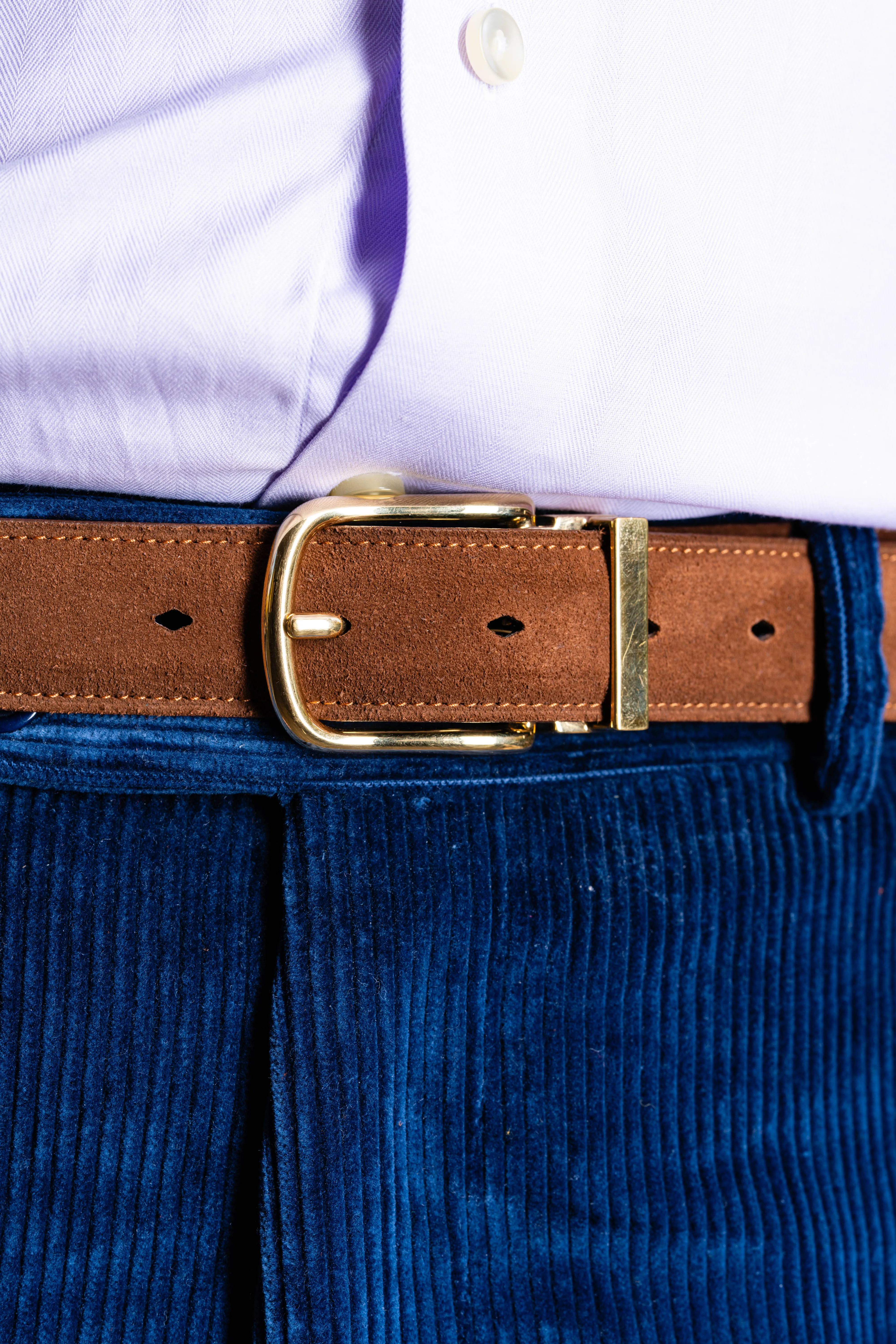 Polo Brown Suede Calf Leather Belt