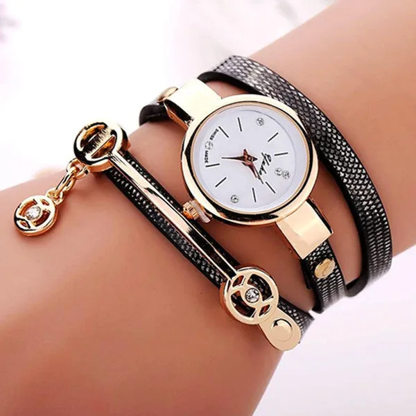 Rose Gold Charm Wrap Watch