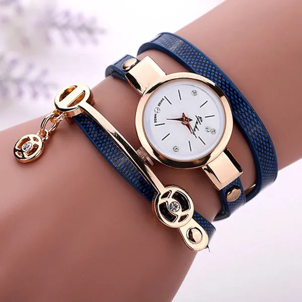 Rose Gold Charm Wrap Watch