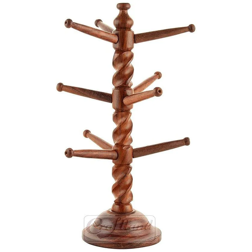 Rosewood Handmade Tree Shape Jewellery Stand (13 inches, Brown)