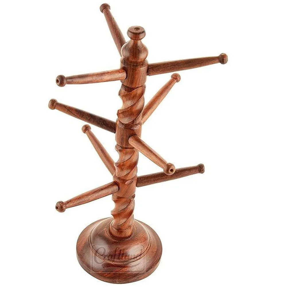 Rosewood Handmade Tree Shape Jewellery Stand (13 inches, Brown)