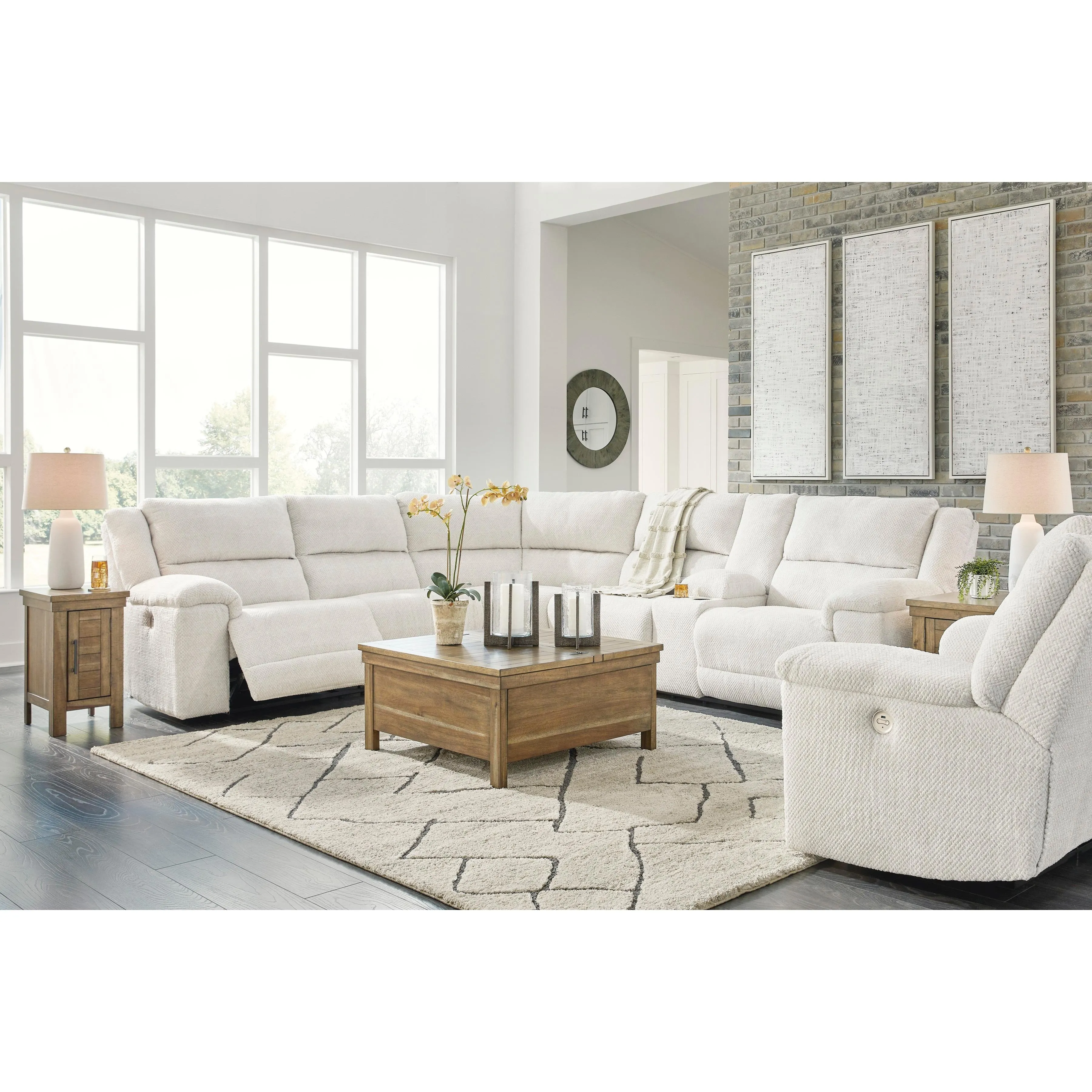 Signature Design by Ashley Keensburg Power Reclining Fabric 3 pc Sectional 6180763/6180777/6180790