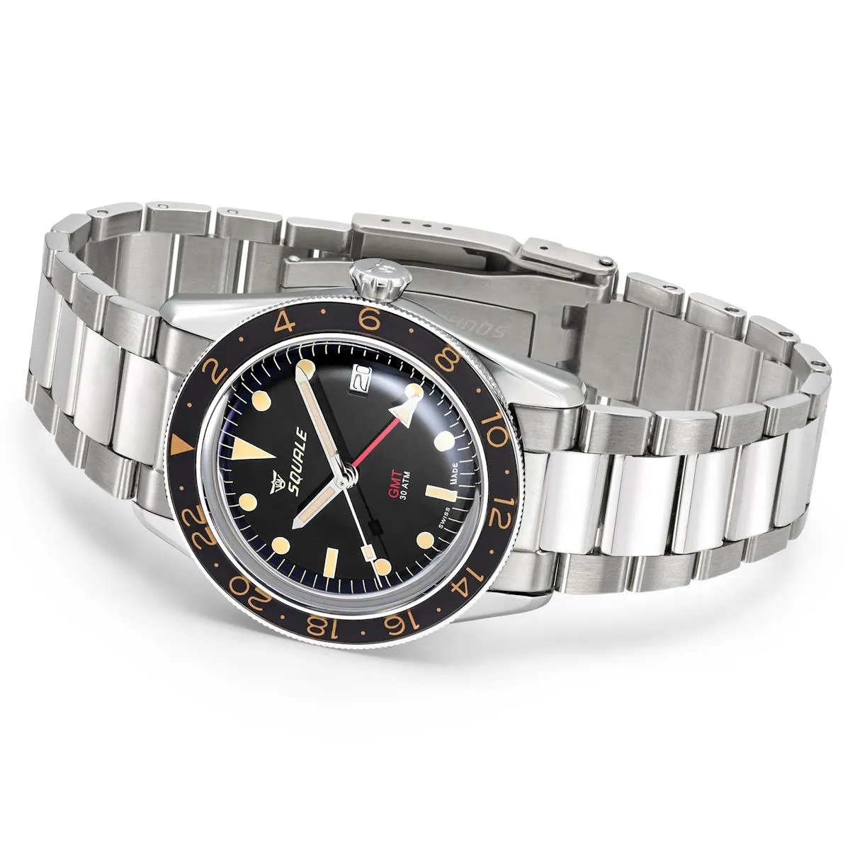 Squale SUB39GMTV Black on Stainless Steel Bracelet