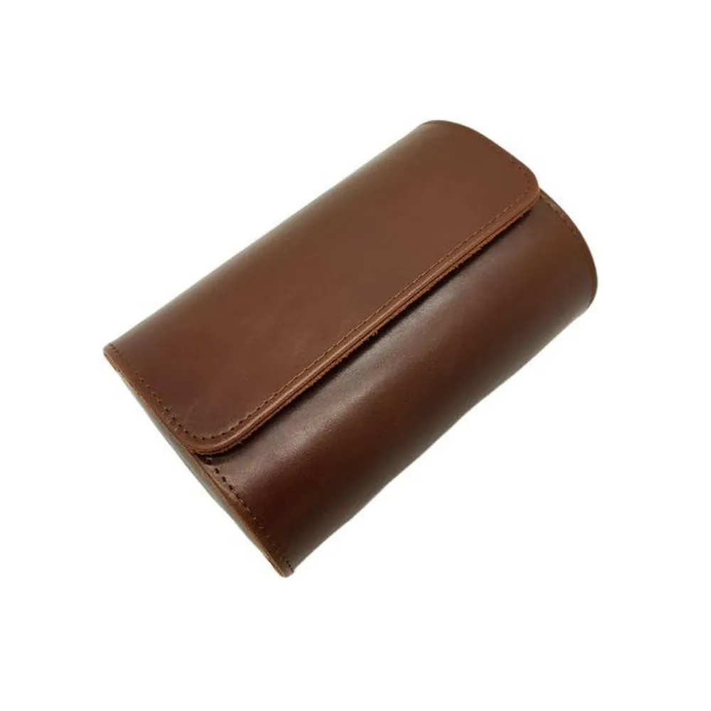 StitchesandTweed Leather 2 Slot Watch Roll Holder Organizer - Tan