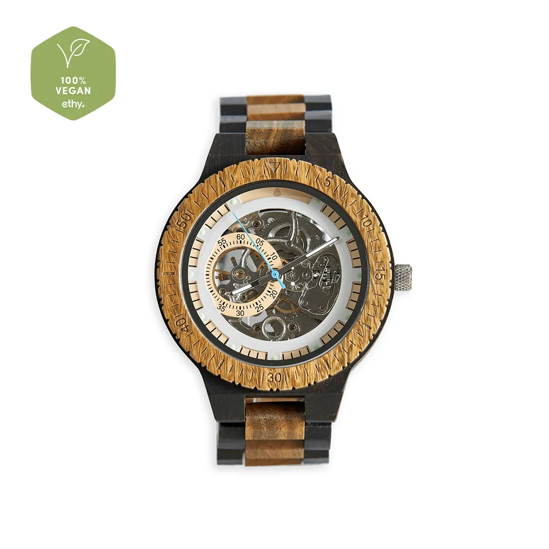 The Hemlock Men's Vegan Wooden Watch | Beige & Brown