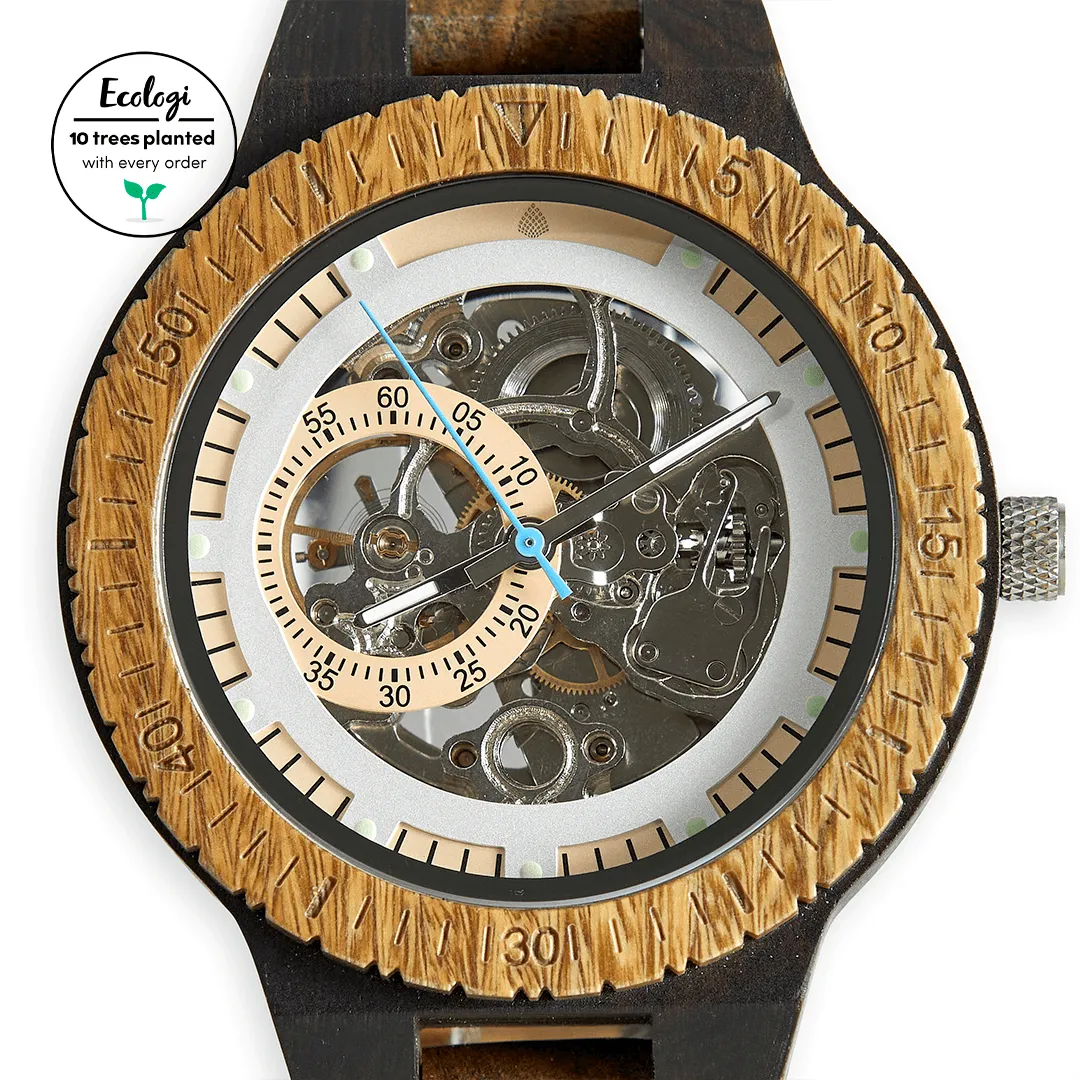 The Hemlock Men's Vegan Wooden Watch | Beige & Brown