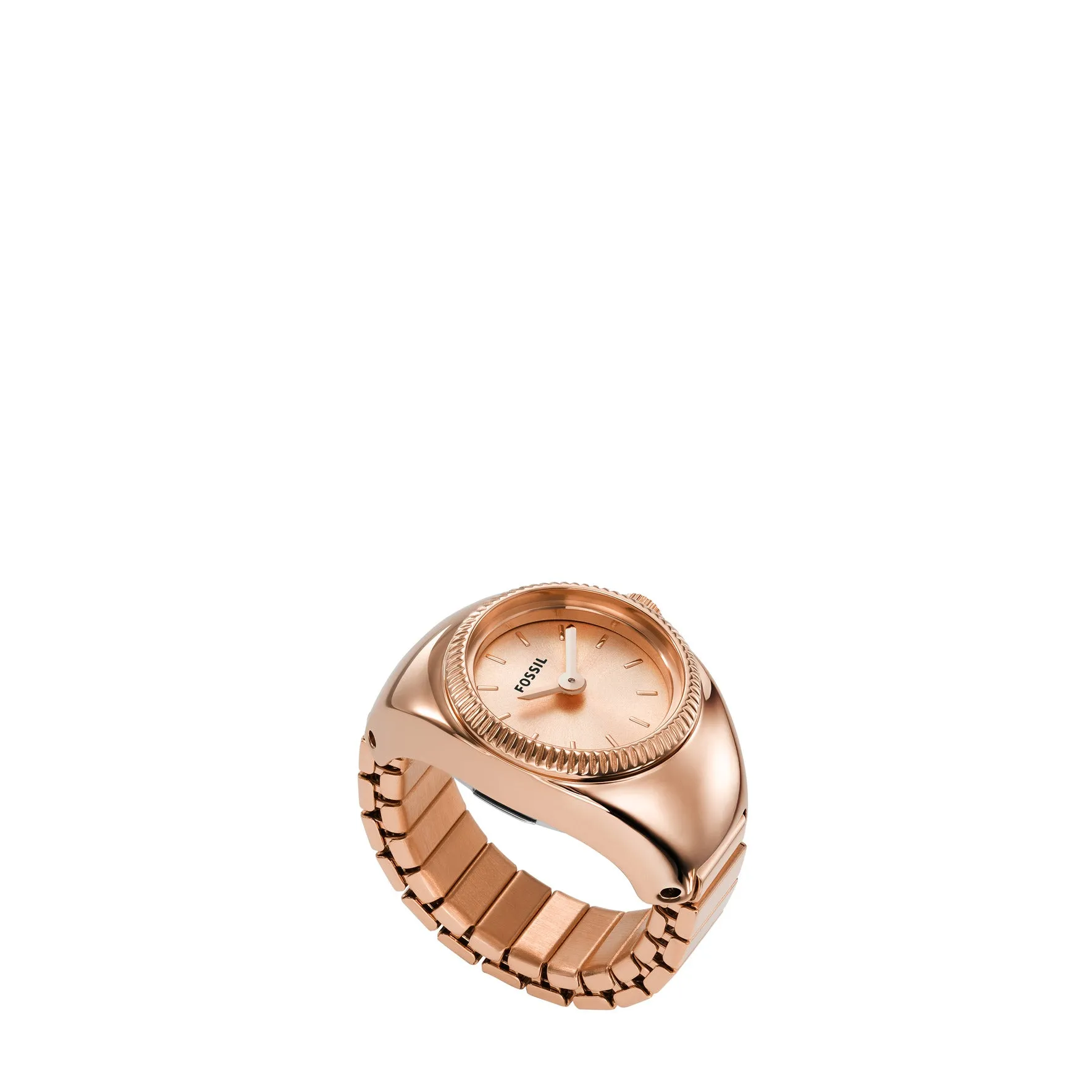 Watch Ring Two-Hand Rose Gold-Tone Stainless Steel