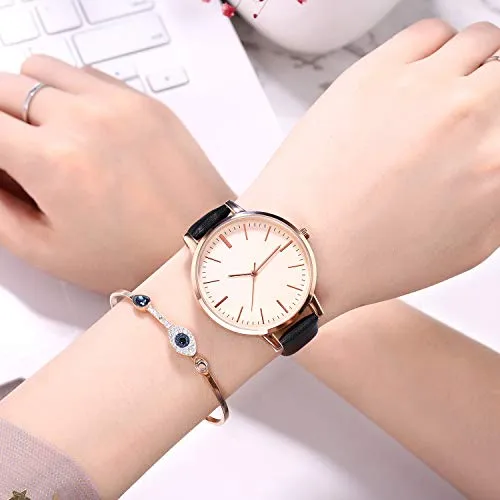 Women Watches Leather Band Luxury Quartz Waterproof Fashion Creative Wristwatch for Women Ladies Girls