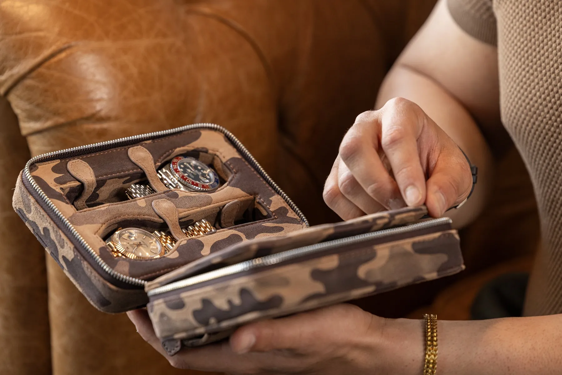 Zipper Camouflage Watch Case