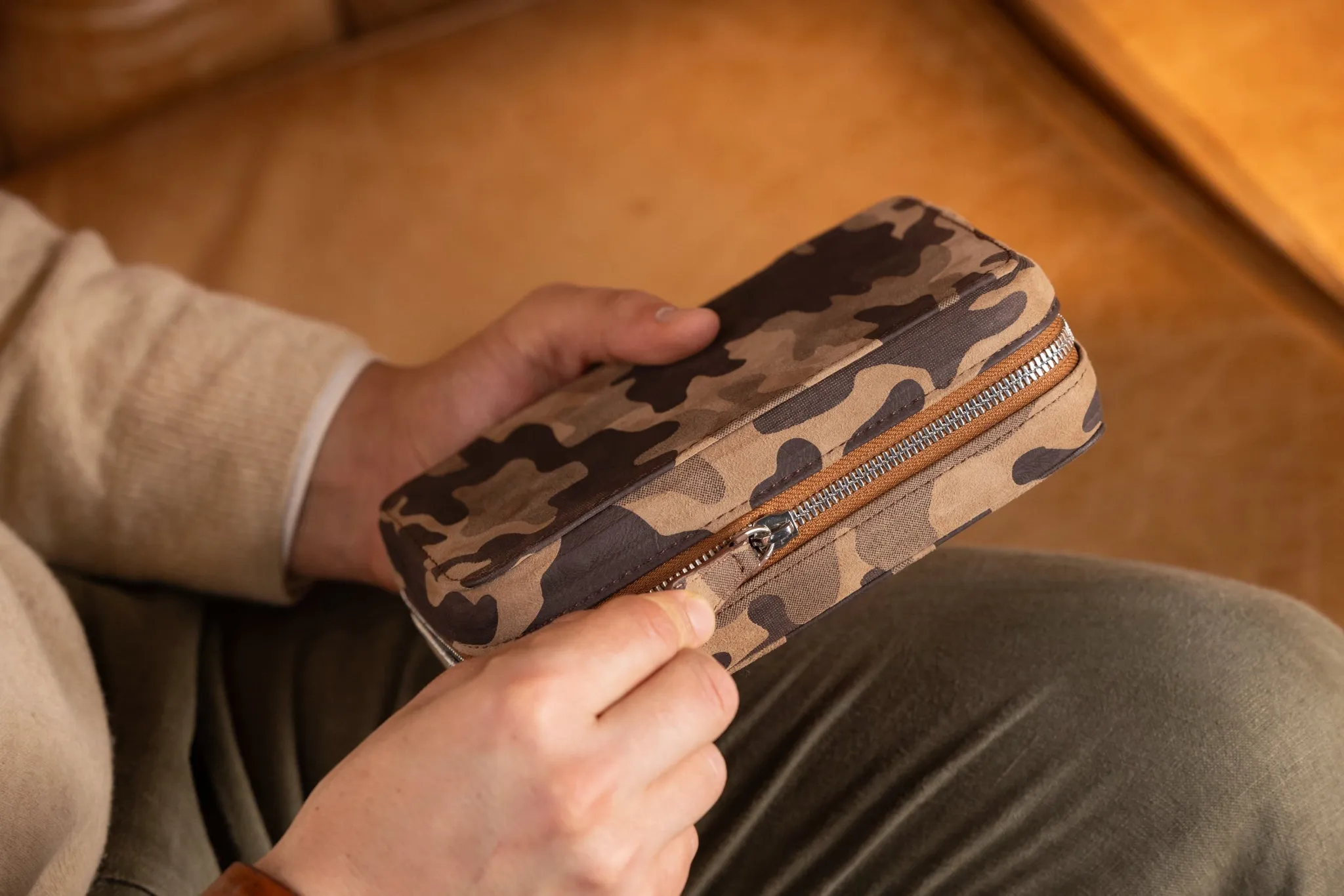 Zipper Watch Case - Camouflage Sand