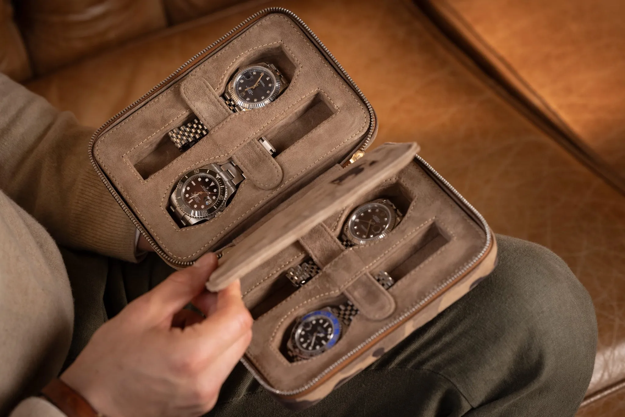 Zipper Watch Case - Camouflage Sand