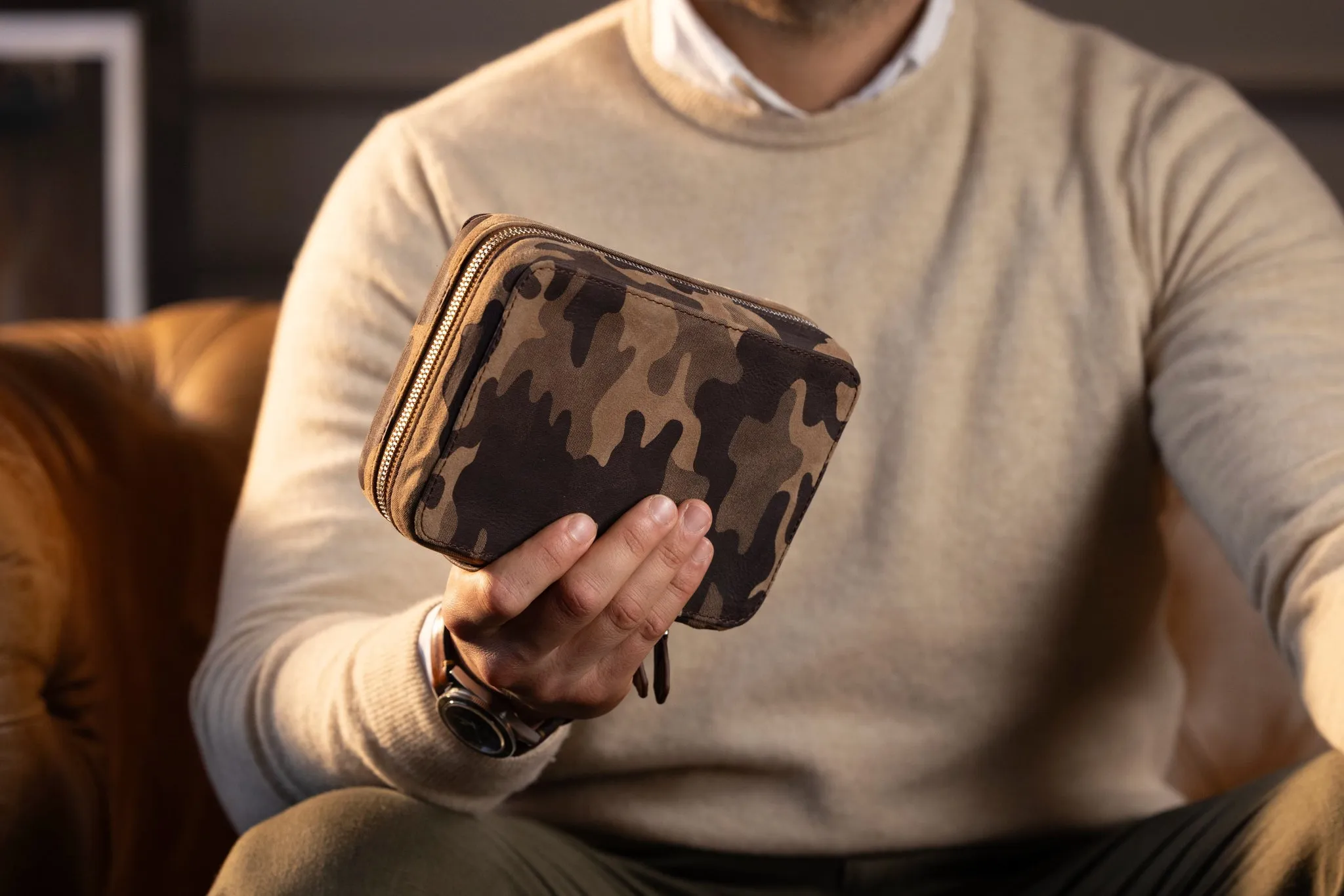 Zipper Watch Case - Camouflage Sand